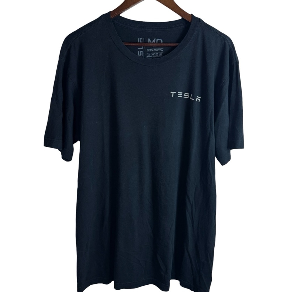 Tesla Shirt Men's M Medium Black Logo Graphic Tee Short Sleeve